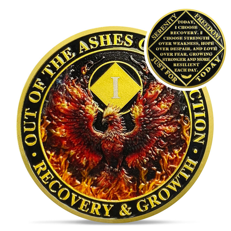 Personalized Reborn from Fire Delicate Phoenix Sobriety Coin
