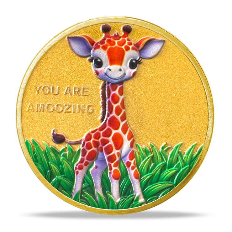 Cute Giraffe and Cow Design Motivational Coins