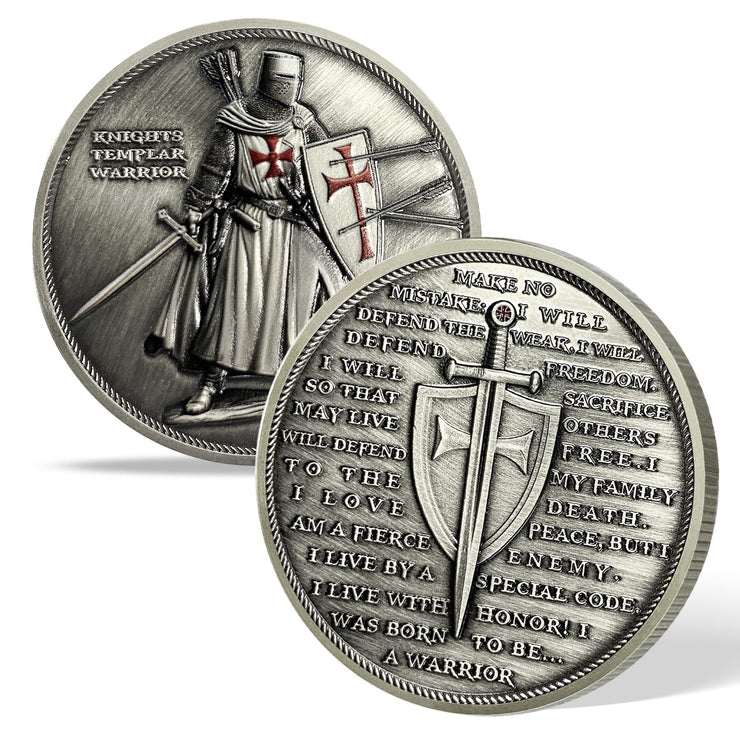 Knights Templar Warrior Standing Knight Challenge Coin