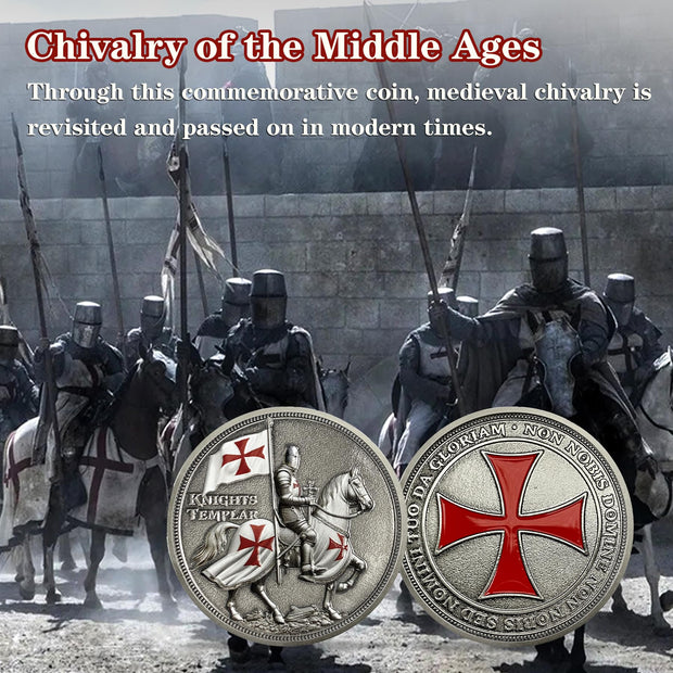 BHealthLife Knights Templar Challenge Coin Christian Christ Red Cross Religious Reminder Gifts for Men Women
