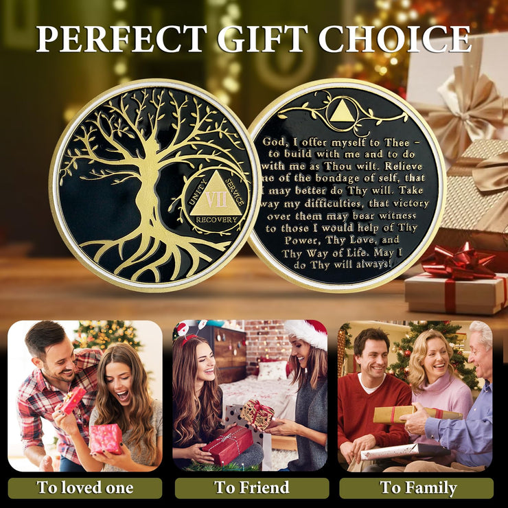 Personalized Gold Tree of Life Sobriety Coin