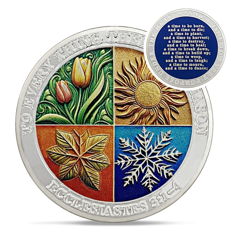 Delicate Four Seasons Christian Encourage Pocket Bible Verses Challenge Coin