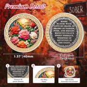 Pretty June Rose Birth Flower Sobriety Coin