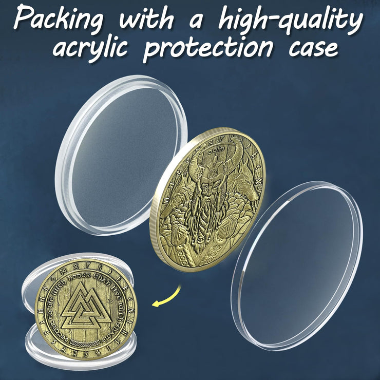 Viking Warrior coin with Wolves Norse Mythology Odin Viking God Coin