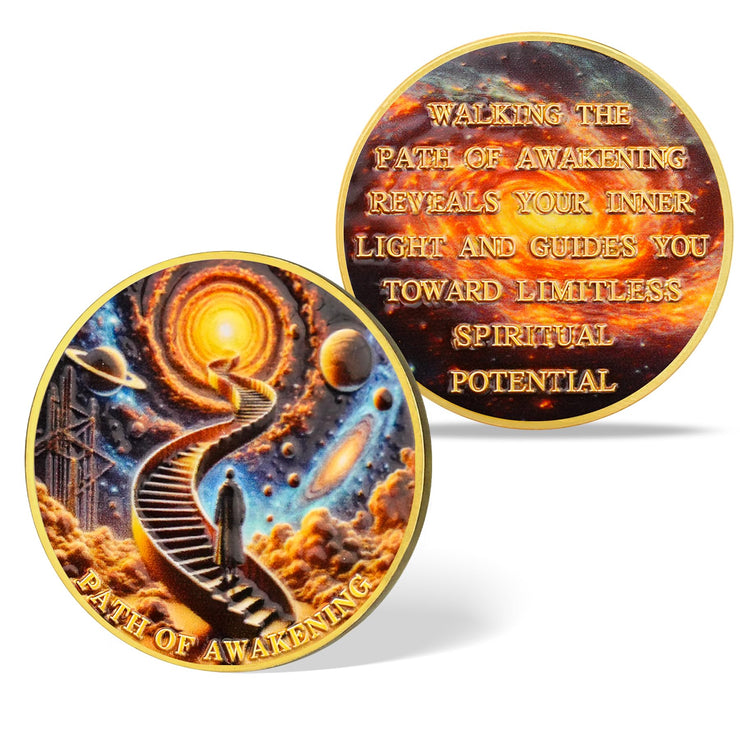 Cosmic Steps Path of Awakening Sobriety Coin