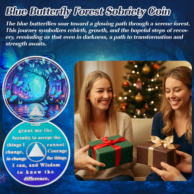 Personalized Butterfly Forest Sobriety Coin