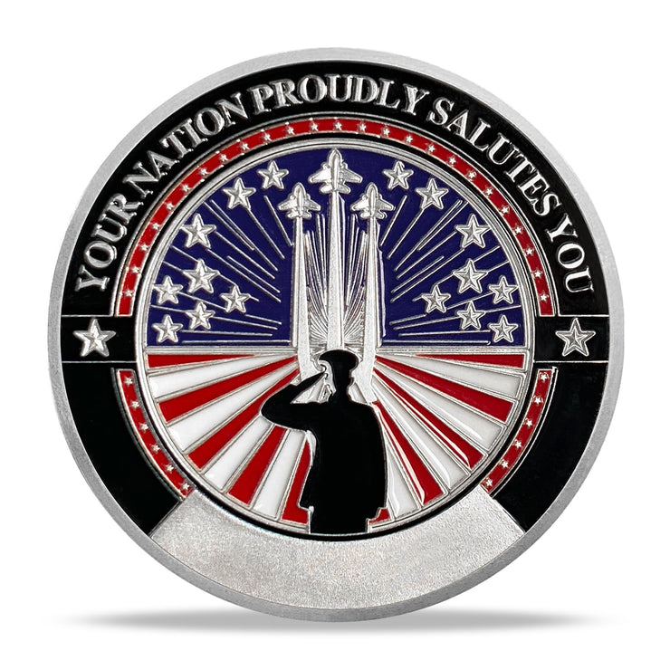 Saluting Soldier Eagle Emblem Patriotic Veteran Military Challenge Coin