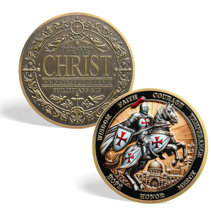 Philippians 4:13 Scripture Knights Templar Christian Challenge Coin