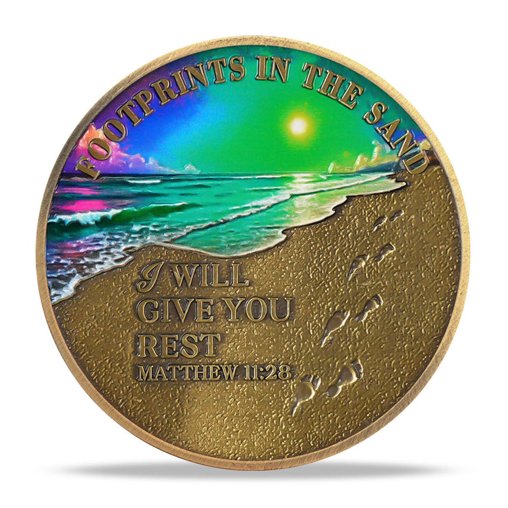 Beach Footprints Religious Coin