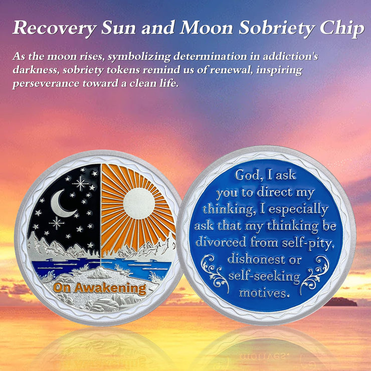 Recovery Sun and Moon Sobriety Coin