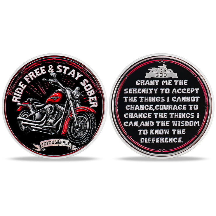 Inspirational Recovery Motorcycle Soberity Challenge Coin