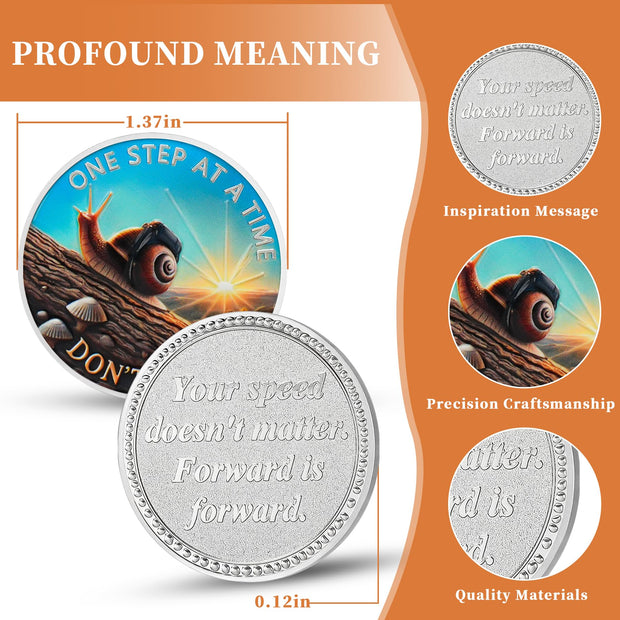 One Step at a Time Snail Sobriety Coin