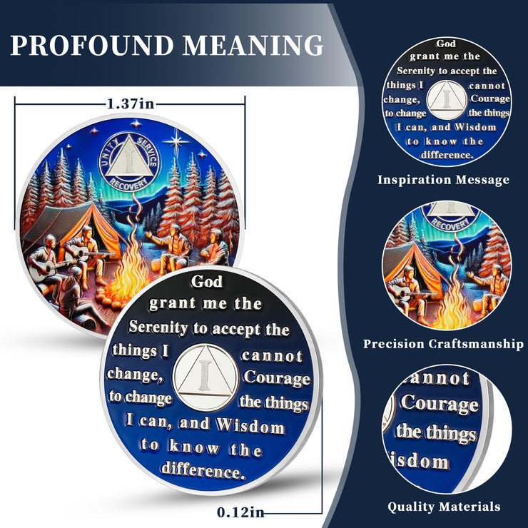 Personalized Camp Bonfire Sobriety Coin