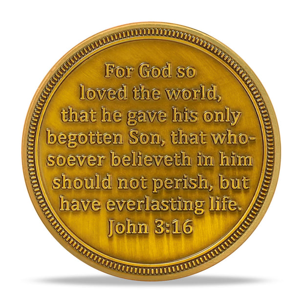 God Loved The World John 3:16 Verse Christian Challenge Coin