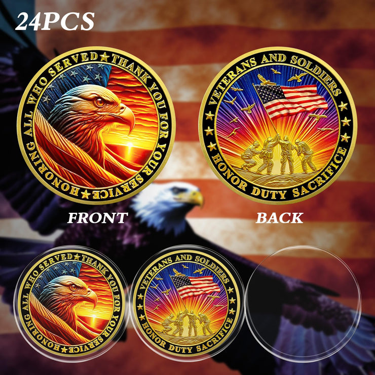 Honoring All Who Served Thank You for Your Service Military Veterans Challenge Coins
