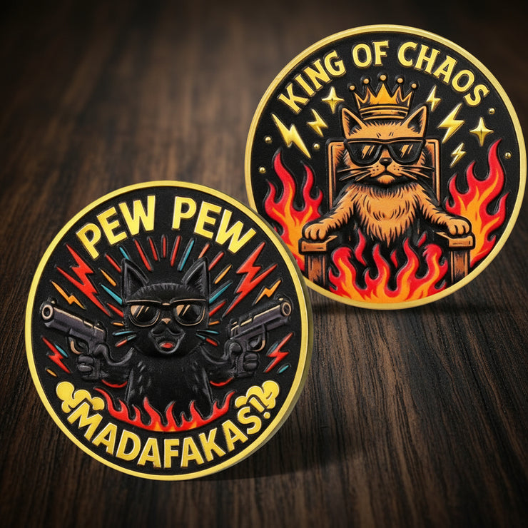 Pew Pew Cat Challenge Coin