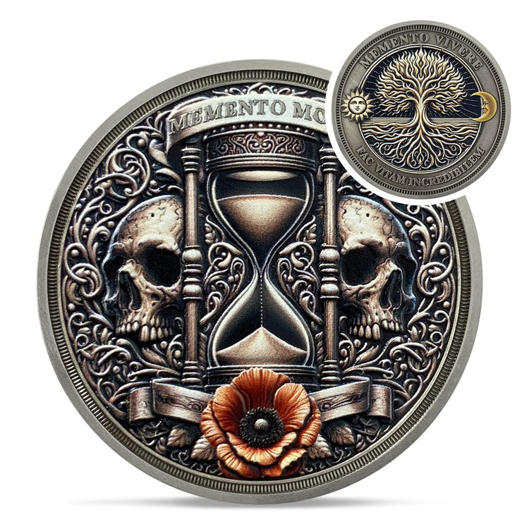 Hourglass Memento Mori Novelty Tree of Life Stoic Challenge Coin
