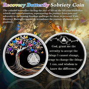 Personalized Delicate Recovery Butterfly Tree of Life Sobriety Coin