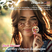 Pretty June Rose Birth Flower Sobriety Coin