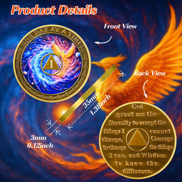 Phoenix Rebirth 1-5 Year Sobriety Coin