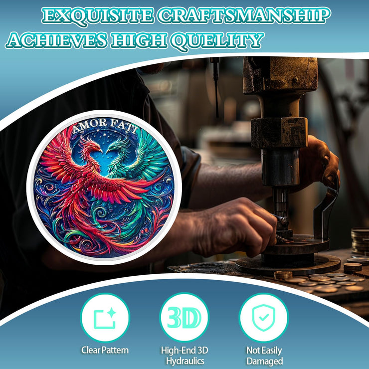 Red and Green Phoenix Momento Mori Stoic Coins Stoicism Coin