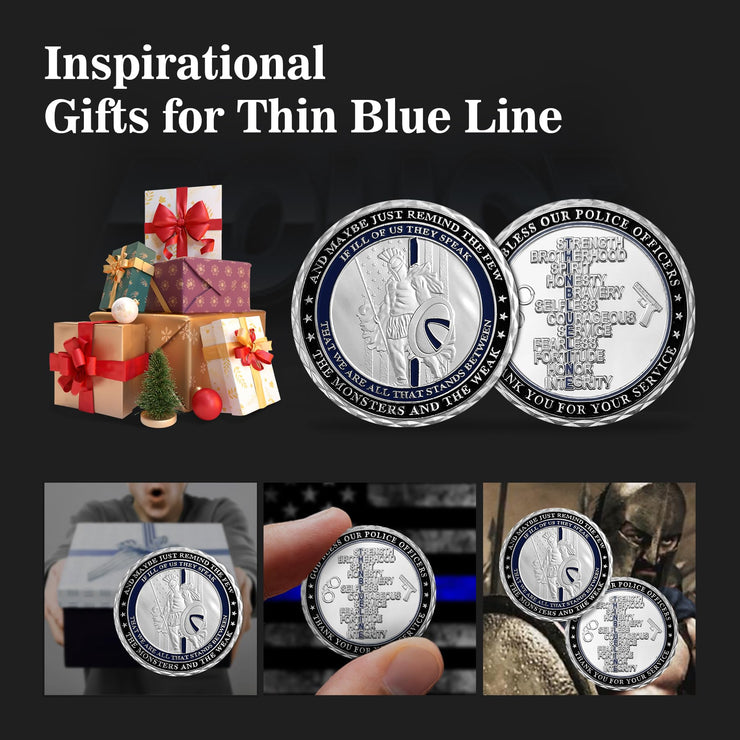 US Thin Blue Line Police Officers Spartan Warriors Challenge Coin