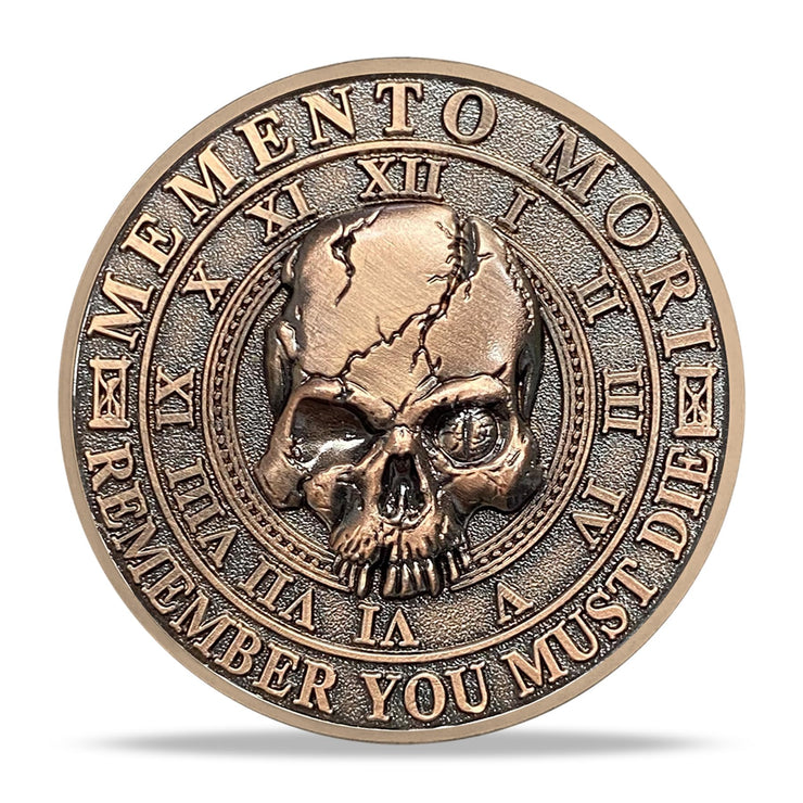 Tree of Life Skull Tempus Fugit Stoic Reminder Memento Mori Vivere Coin