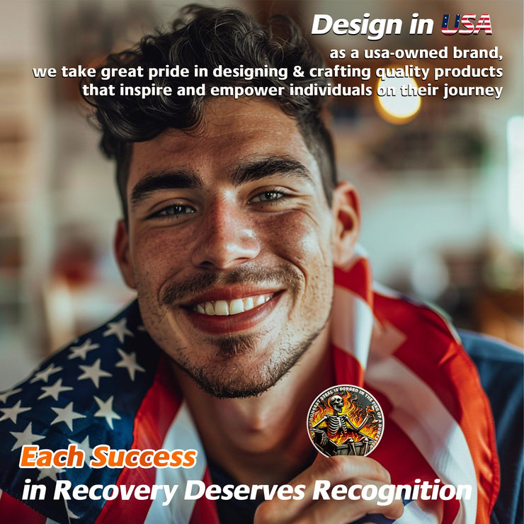 Personalized Dumpster Fire Skull Sobriety Coin