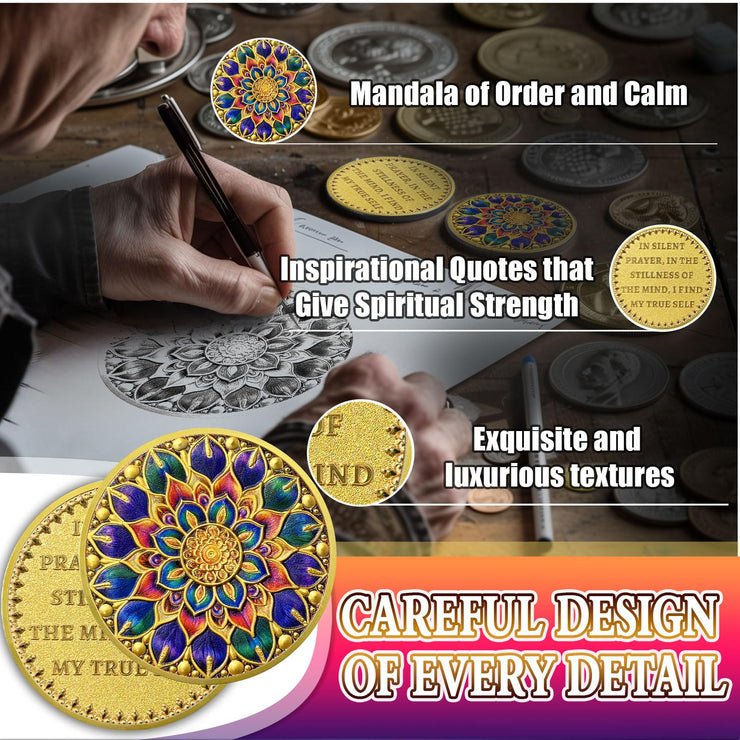Mandala Flower Recovery Sobriety Coin