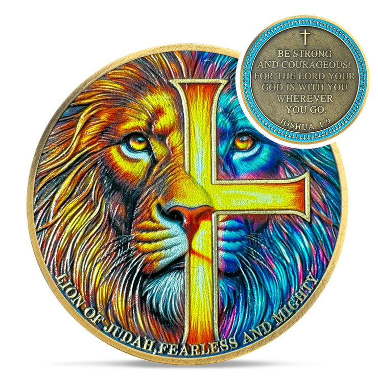 Lion of Judah Rare Joshua 1:9 Religious Jesus Christian Challenge Coin