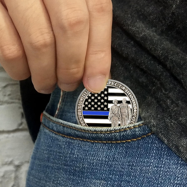 AtSKnSK Saint Michael Police Prayer Coin Patron Saint of Police Officers Police Law Enforcement Challenge Coin (Police Couple, 1)