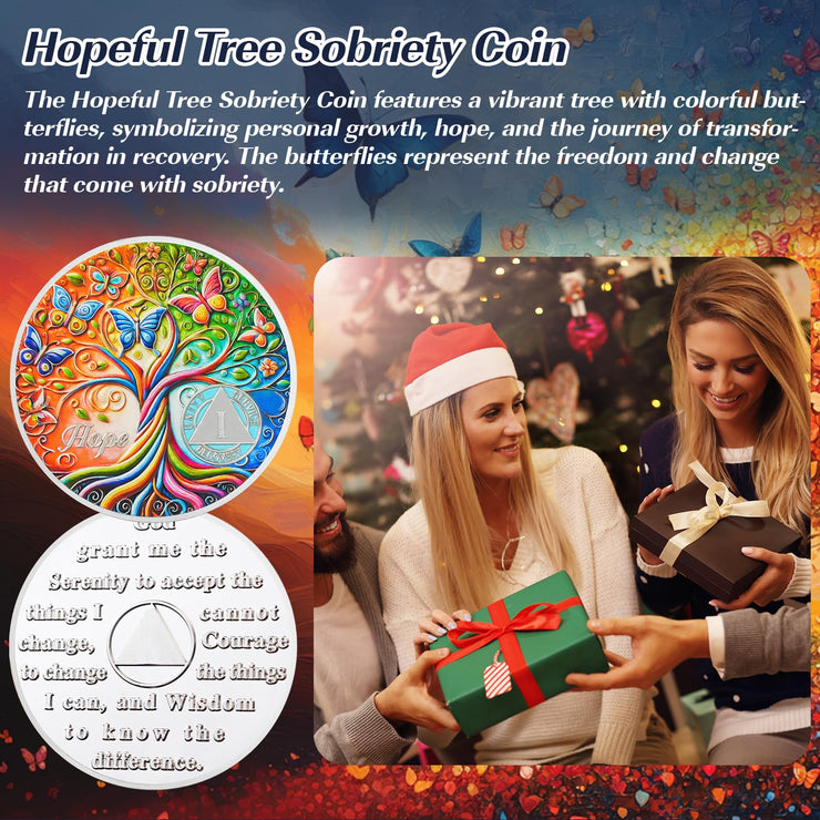 Personalized Tree of Life Golden Hope Sobriety Coin