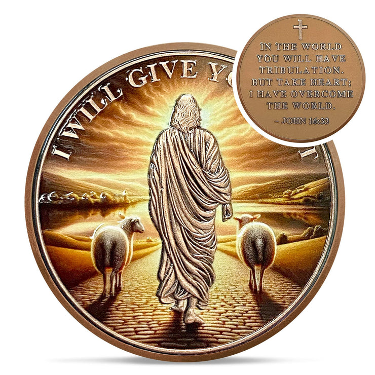 I Will Give You Rest Christian Challenge Coin