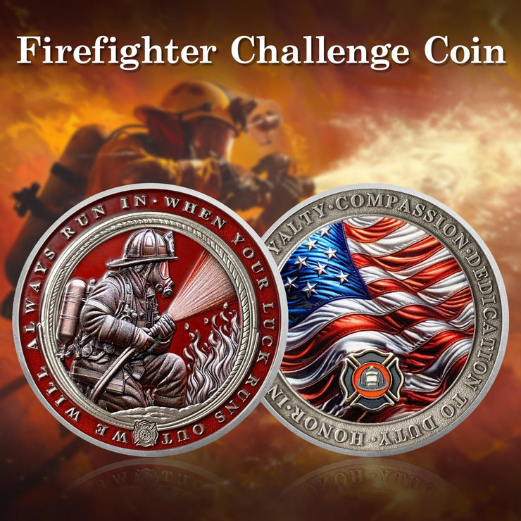 Firefighter Run Towards The Fire Rescue Challenge Coin