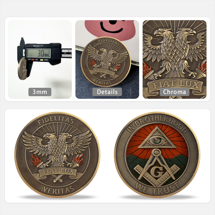 Fidelitas Veritas Fiat Lux Masonic Commemorative Coin