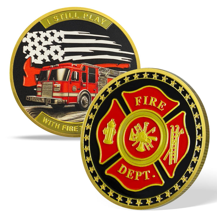 Firefighter Helmet Challenge Coin