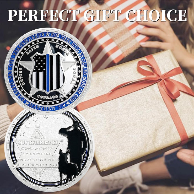 Police Officer Military Thin Blue Line K9 Challenge Coin