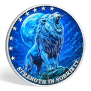 Lion Recovery Strength in Sobriety Coin