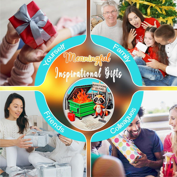 Inspirational Everything is Fine Dumpster Fire Zen Garden Coin