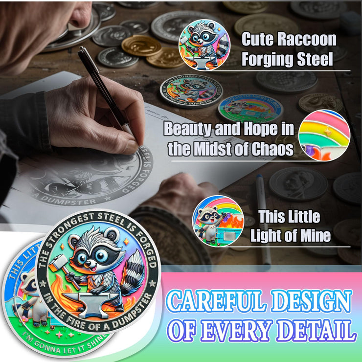 Cute Raccoon Resilience & Hope Dumpster Fire Challenge Coin