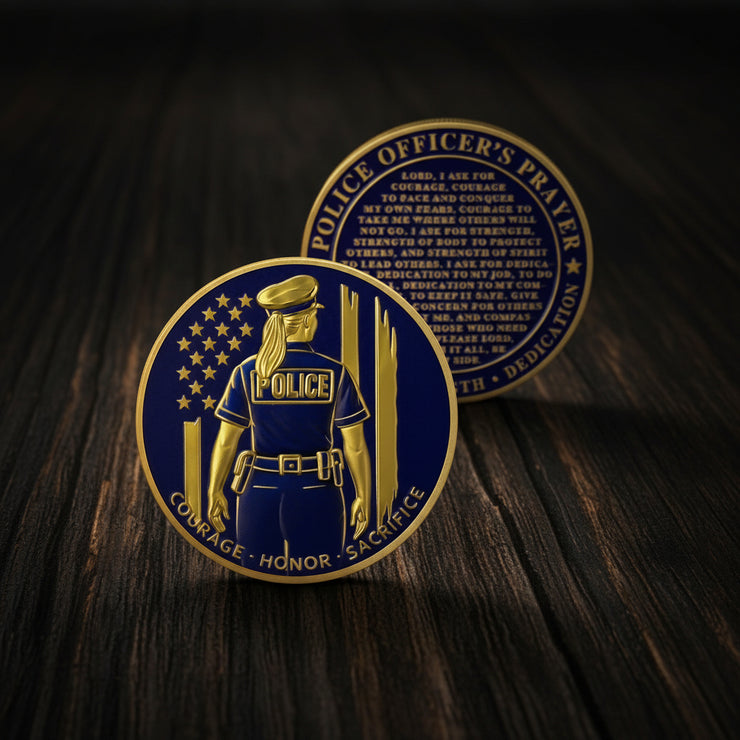 Female Police Officer's Back View Challenge Coin