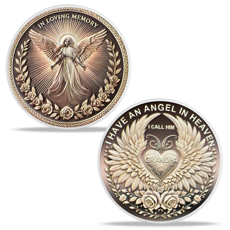 I Have an Angel in Heaven I Call Him Grandpa MemorialChallenge Coins