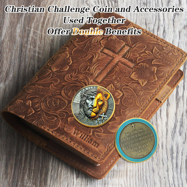 Crown of Thorns Jesus Lion of Judah Joshua 1:9 Religious Challenge Coin