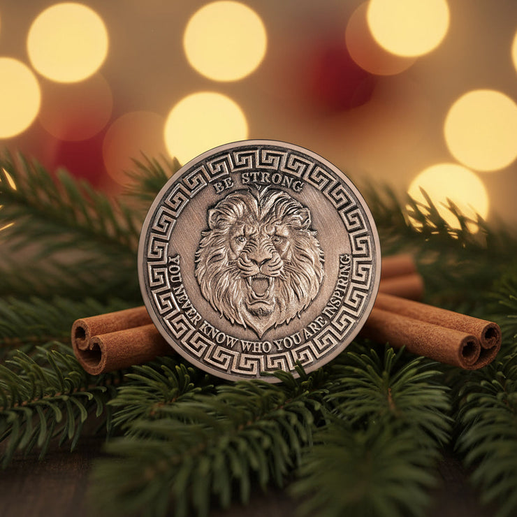 Symbol of Courage and Strength Lion Sword and Shield Challenge Coin