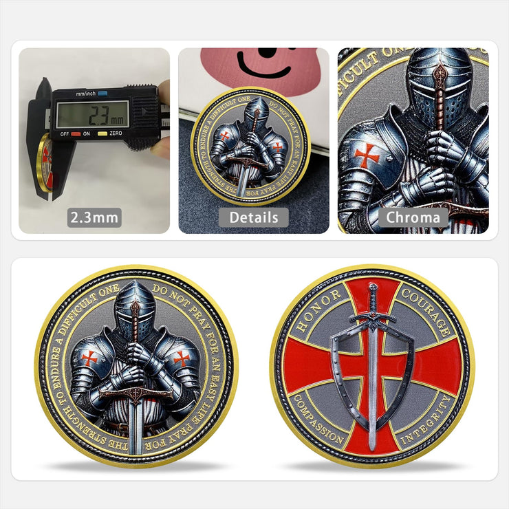 Steel Helm Knight Cross Challenge Coin