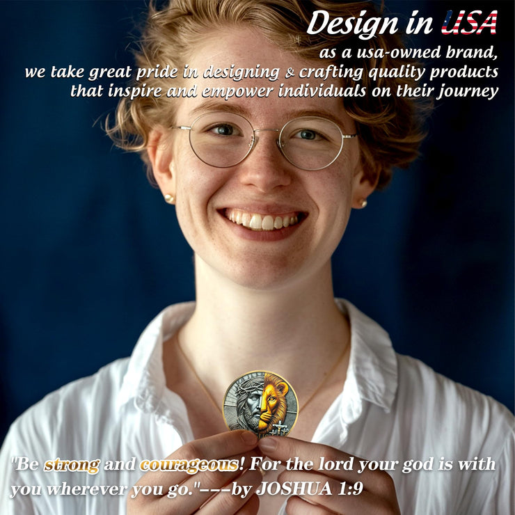 Crown of Thorns Jesus Lion of Judah Joshua 1:9 Religious Challenge Coin