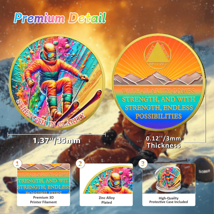 Breaking Limits Skiing Sport Sobriety Coin