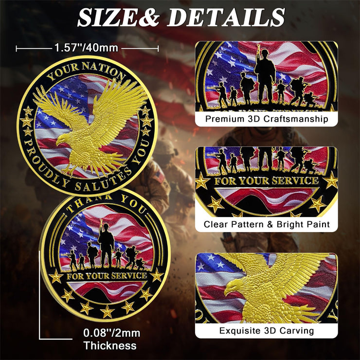 Thank You for Your Service Bulk Veterans Military  Challenge Coin