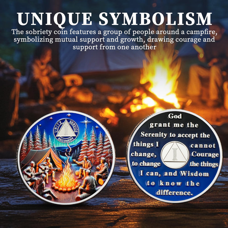 Personalized Camp Bonfire Sobriety Coin