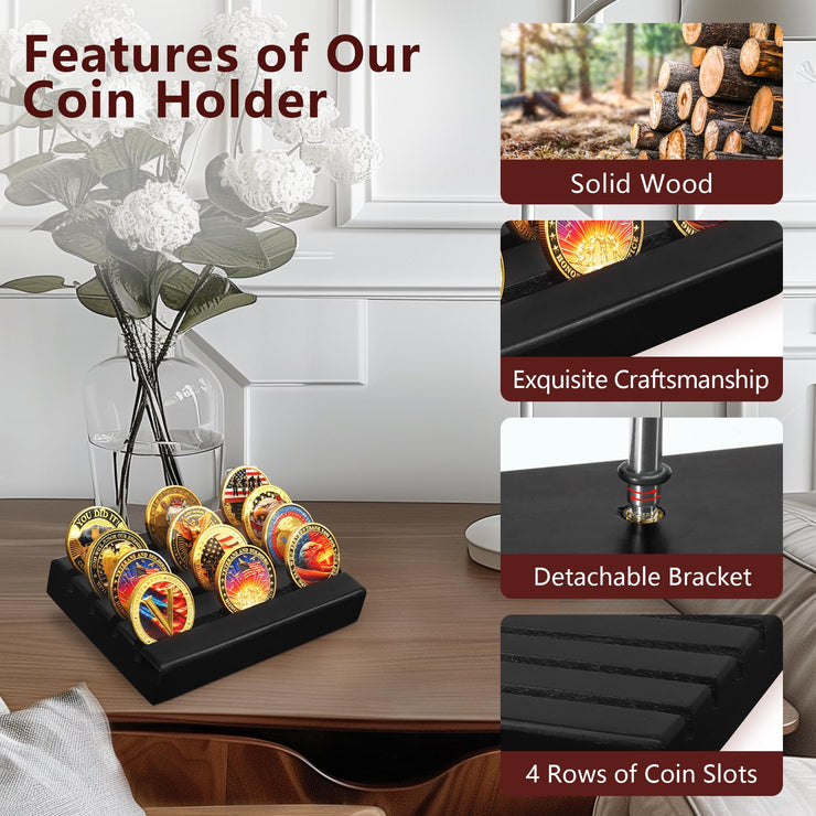 4 Rows Wooden Coin Display